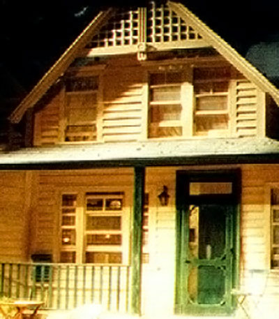 view of stage set - close up of the detail of the top of the house